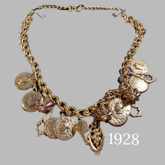 1928 Vintage Gold Trinket Choker Necklace - Picture 10 of 14